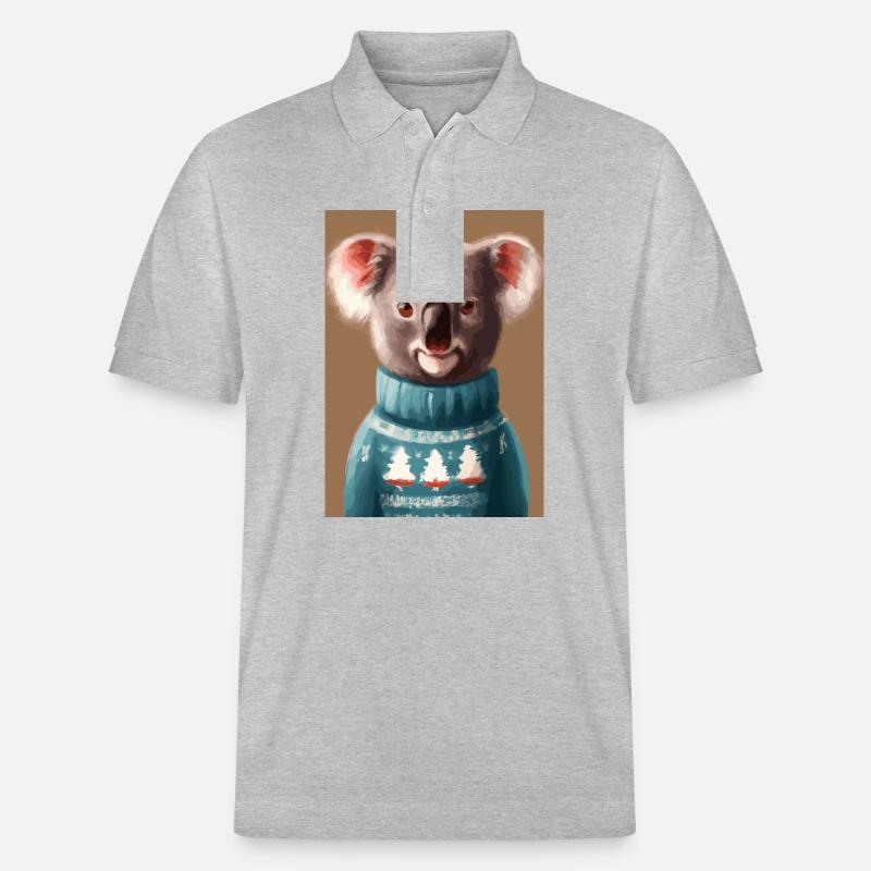 Koala im Weihnachtspullover - Stanley/Stella Unisex Bio-Poloshirt PREPSTER - Grau meliert