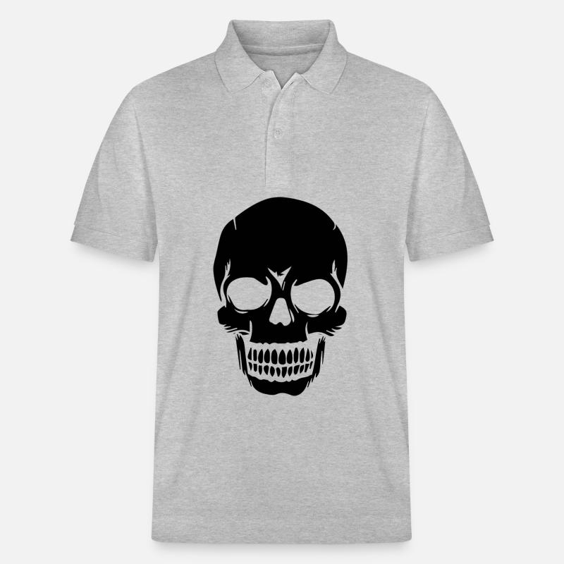 Skull weißer Schädel Design - Stanley/Stella Unisex Bio-Poloshirt PREPSTER - Grau meliert