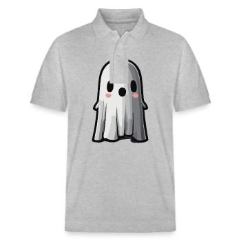 Cute Ghost / Halloween - Stanley/Stella Unisex Organic Polo Shirt PREPSTER - heather grey - Front - Roxy (174cm) & Andy (188cm)