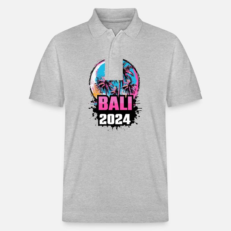 Palmiers Bali 2024 - Polo PREPSTER bio Stanley/Stella Unisexe - gris chiné