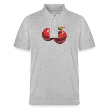 Rote Kirsche Cherries Kirschen Cherry - Stanley/Stella Unisex Bio-Poloshirt PREPSTER - Grau meliert - Vorne - Roxy (174cm) & Andy (188cm)