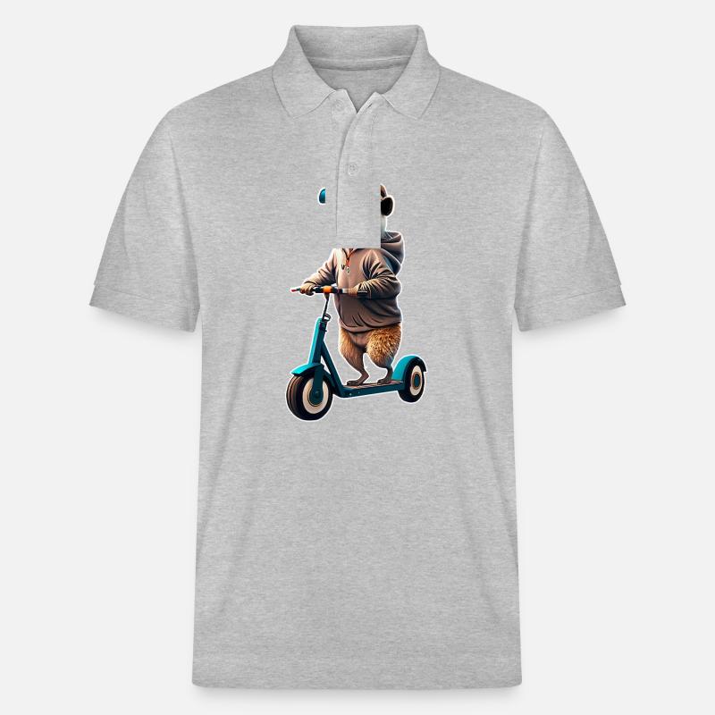Escooting Erdmännchen Escooter Elektroroller - Stanley/Stella Unisex Bio-Poloshirt PREPSTER - Grau meliert
