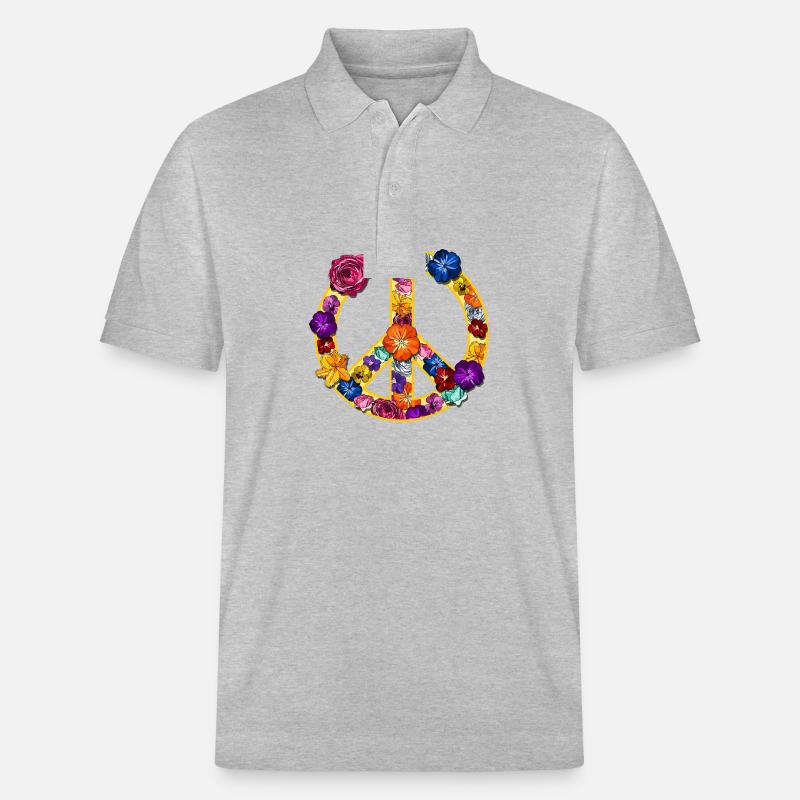 Symbole de paix des fleurs et des fleurs colorées - Polo PREPSTER bio Stanley/Stella Unisexe - gris chiné