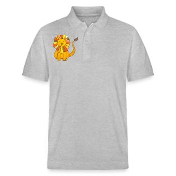 Lion cute baby lion kids kawaii nursery - Stanley/Stella Unisex Organic Polo Shirt PREPSTER - heather grey - Front - Roxy (174cm) & Andy (188cm)
