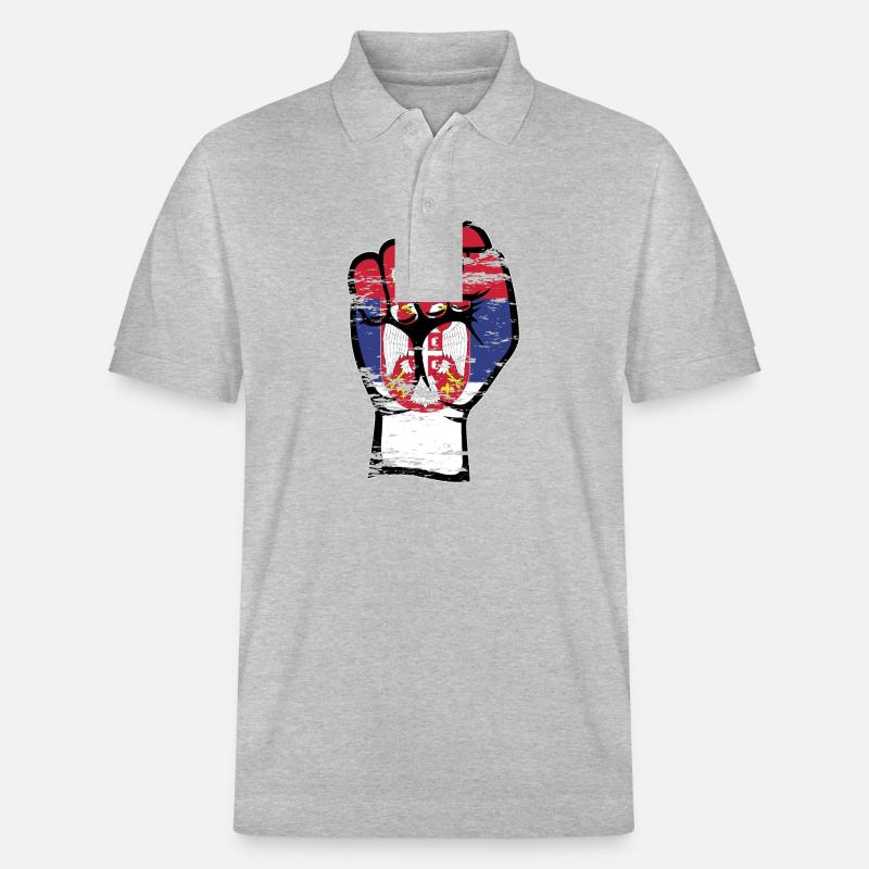 Serbien Flagge Faust used - Stanley/Stella Unisex Bio-Poloshirt PREPSTER - Grau meliert