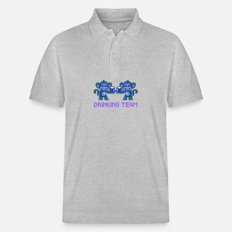 Affe Drinking Team Bier Party - Stanley/Stella Unisex Bio-Poloshirt PREPSTER - Grau meliert