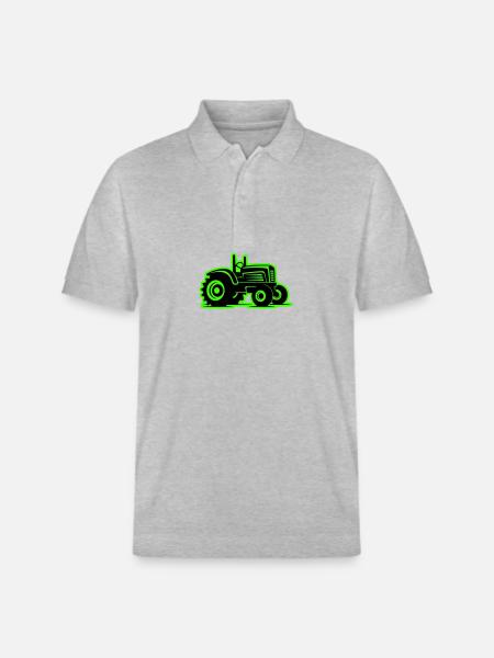 Tractor Agriculture Icon - Stanley/Stella Unisex Organic Polo Shirt PREPSTER - heather grey