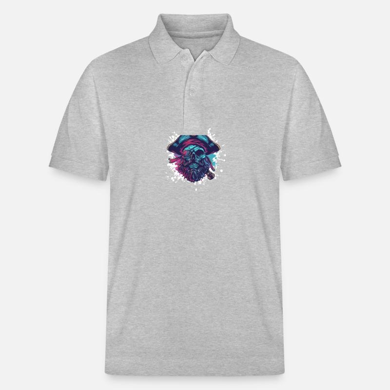 Capitaine du crâne de pirate - Polo PREPSTER bio Stanley/Stella Unisexe - gris chiné