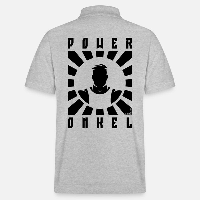 Power Onkel (Poweronkel / Strahlen / Black) - Stanley/Stella Unisex Bio-Poloshirt PREPSTER - Grau meliert