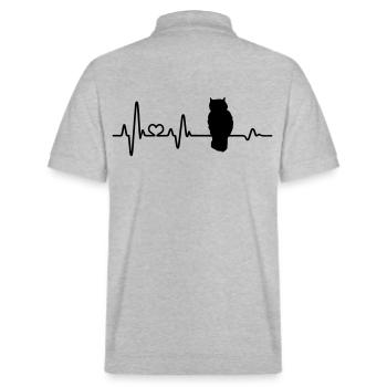 Herzschlag Eule Eulenliebhaber Geschenk Kauz Uhu - Stanley/Stella Unisex Bio-Poloshirt PREPSTER - Grau meliert - Hinten - Andy (188cm)