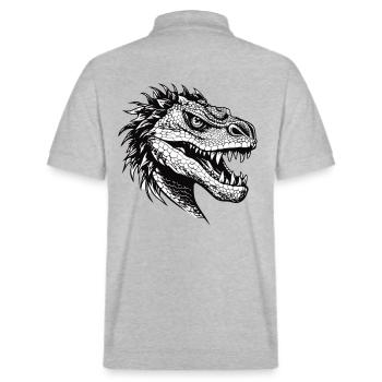 Tête de dragon Illustration Noir Blanc - Polo PREPSTER bio Stanley/Stella Unisexe - gris chiné - Dos - Andy (188cm)