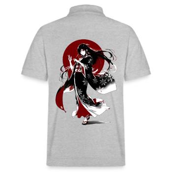 Japanese Dark Geisha – Red Moon Yokai Woman - Polo PREPSTER bio Stanley/Stella Unisexe - gris chiné - Dos - Andy (188cm)