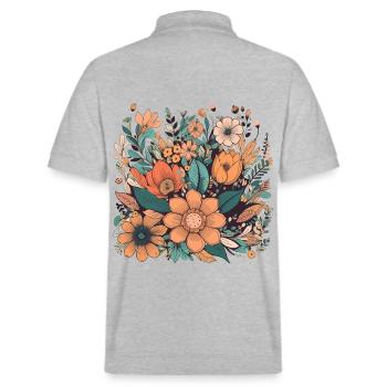 Wunderschönes Boho Blumen Herbarium Bouquet - Stanley/Stella Unisex Bio-Poloshirt PREPSTER - Grau meliert - Hinten - Andy (188cm)