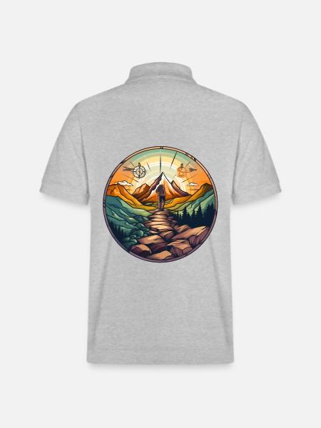 Udendørs romantik - Sol med bjergpanorama - Stanley/Stella PREPSTER økologisk unisex poloshirt - grå meleret