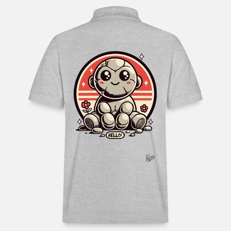 Hallo! Süßer Stein-Affe - Stanley/Stella Unisex Bio-Poloshirt PREPSTER - Grau meliert
