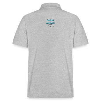 LIEBEVOLL wertvoll - Stanley/Stella Unisex Bio-Poloshirt PREPSTER - Grau meliert - Hinten - Andy (188cm)