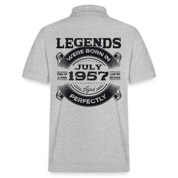 66. Geburtstag Mann legendär Juli Jahrgang 1957 - Stanley/Stella Unisex Bio-Poloshirt PREPSTER - Grau meliert - Hinten - Andy (188cm)