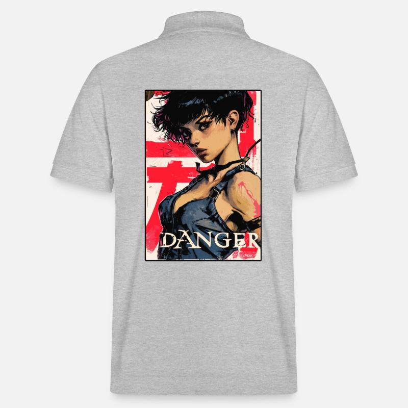 Das Anime Gefahr Mädchen - Stanley/Stella Unisex Bio-Poloshirt PREPSTER - Grau meliert