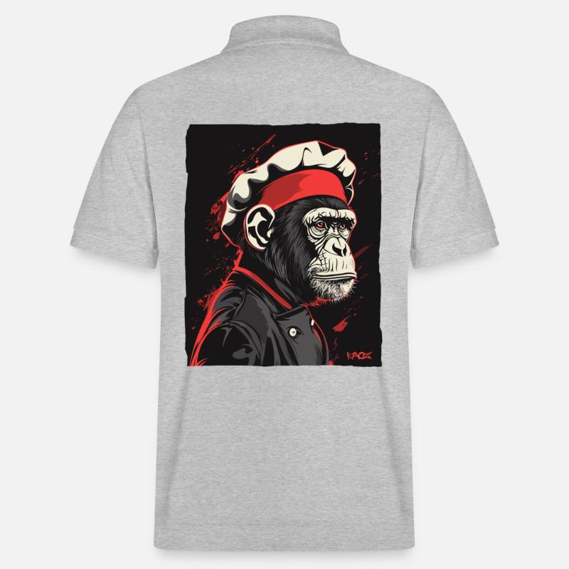Affe-Küchenchef und Affen-Koch - Stanley/Stella Unisex Bio-Poloshirt PREPSTER - Grau meliert
