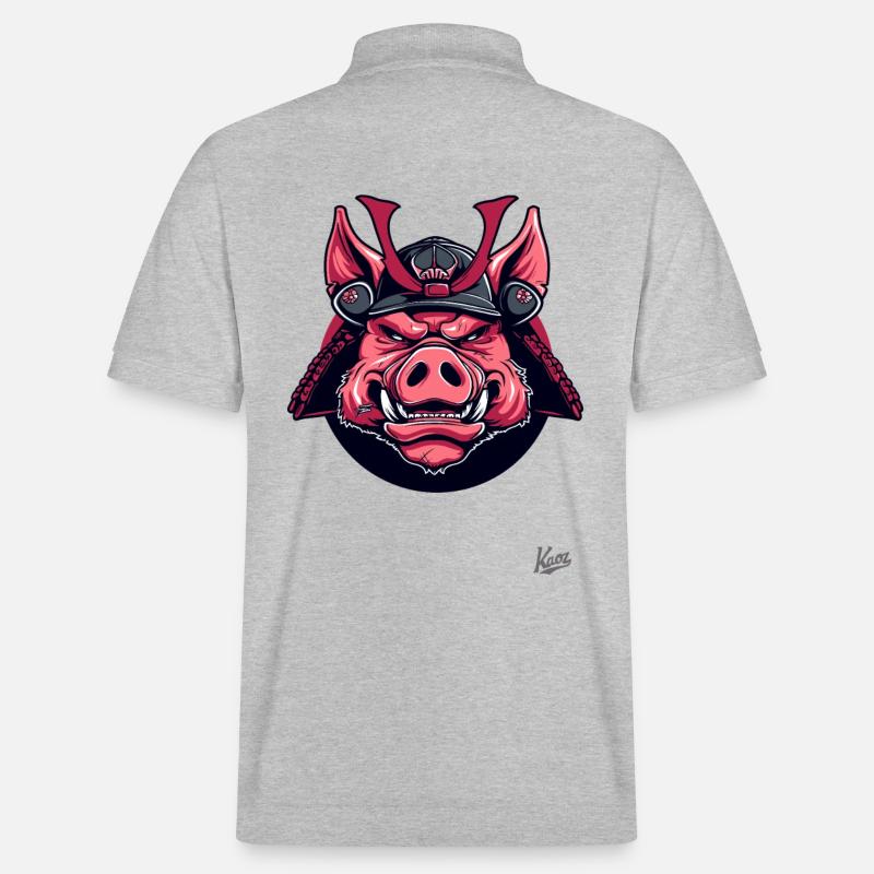 Shogun Samurai Schwein - Stanley/Stella Unisex Bio-Poloshirt PREPSTER - Grau meliert