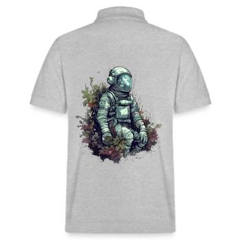 Un astronaute envahi par les plantes - Surréaliste - Polo PREPSTER bio Stanley/Stella Unisexe - gris chiné - Dos - Andy (188cm)