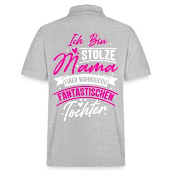 Ich bin stolze Mama einer wahnsinnig fantastisc... - Stanley/Stella Unisex Bio-Poloshirt PREPSTER - Grau meliert - Hinten - Andy (188cm)