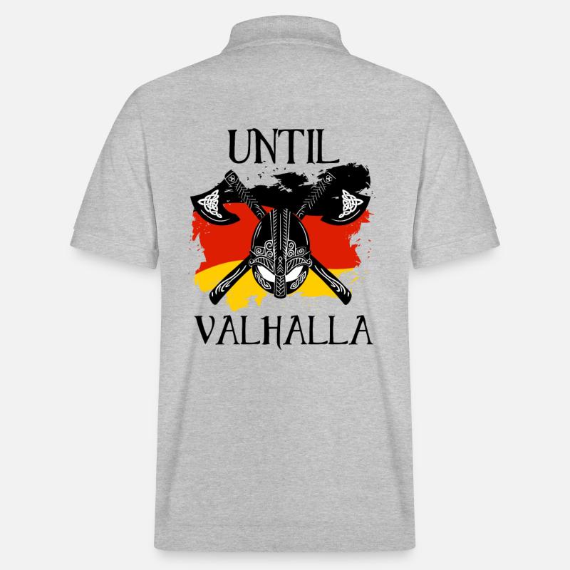 Until Valhalla mit Deutsche Flagge - Stanley/Stella Unisex Bio-Poloshirt PREPSTER - Grau meliert