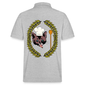Couronne de laurier Gourmet Chef chat cuillère en bois faim - Polo PREPSTER bio Stanley/Stella Unisexe - gris chiné - Dos - Andy (188cm)