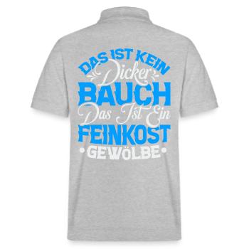 DAS IST KEIN DICKER BAUCH. DAS IST EIN FEINKOST... - Stanley/Stella Unisex Bio-Poloshirt PREPSTER - Grau meliert - Hinten - Andy (188cm)