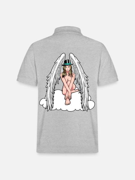 Dominatrix hemelse engel naakte vrouw erotische sexy - Stanley/Stella uniseks bio poloshirt PREPSTER - grijs gemêleerd