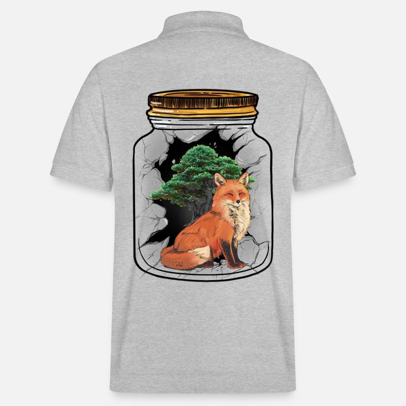 Fuchs Füchse Waldbewohner Baum - Stanley/Stella Unisex Bio-Poloshirt PREPSTER - Grau meliert