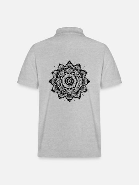 Yogi, Prana Mandala in black - Stanley/Stella Unisex Organic Polo Shirt PREPSTER - heather grey