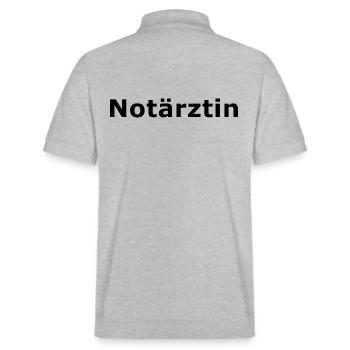 Notärztin - Stanley/Stella Unisex Bio-Poloshirt PREPSTER - Grau meliert - Hinten - Andy (188cm)