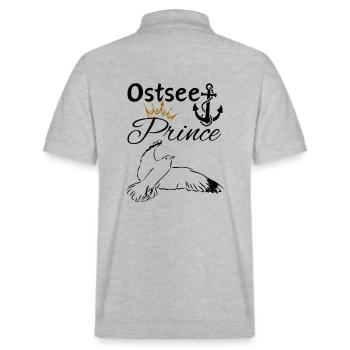 Prince de la mer Baltique-Ancre Prince de la mer Baltique et mouette - Polo PREPSTER bio Stanley/Stella Unisexe - gris chiné - Dos - Andy (188cm)