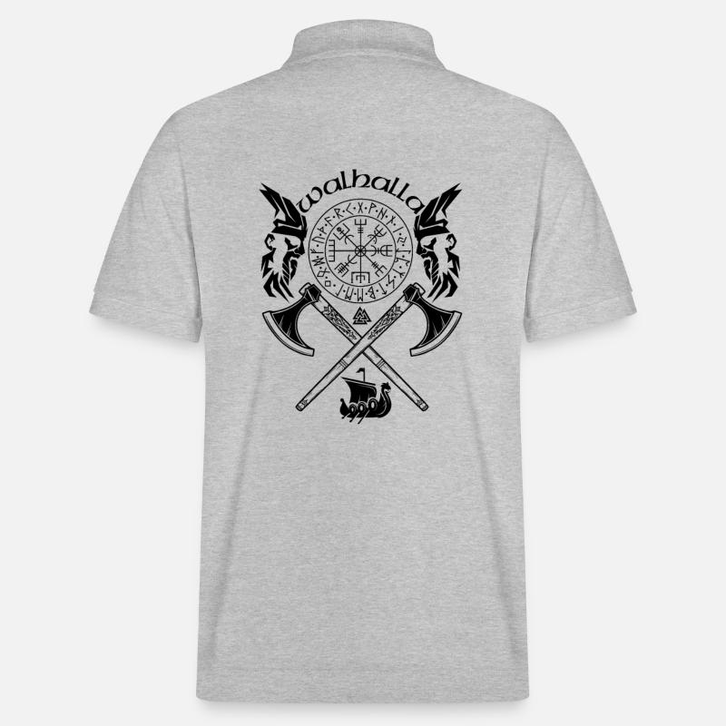 WALHALLA-VIKING SYMBOLE-WIKINGER RUNEN - Stanley/Stella Unisex Bio-Poloshirt PREPSTER - Grau meliert