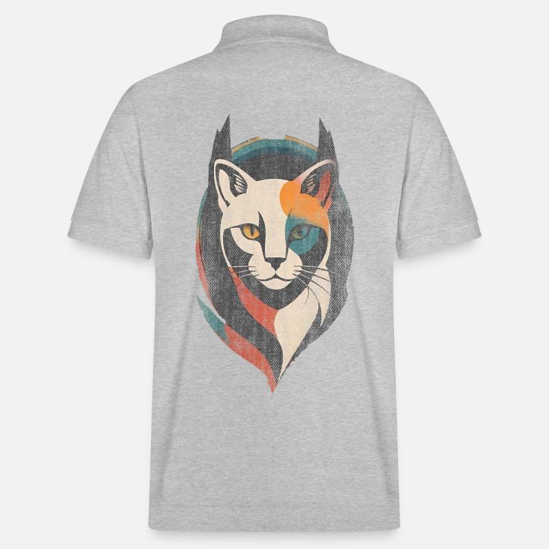Für Katzenfans Katze Kunst - Stanley/Stella Unisex Bio-Poloshirt PREPSTER - Grau meliert