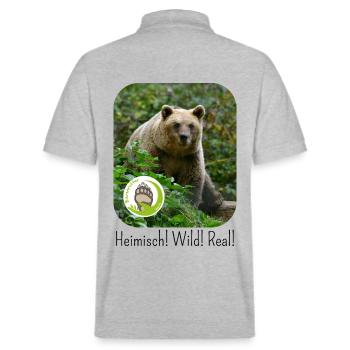FRANCA-Retterlogo-HWR - Stanley/Stella Unisex Bio-Poloshirt PREPSTER - Grau meliert - Hinten - Andy (188cm)
