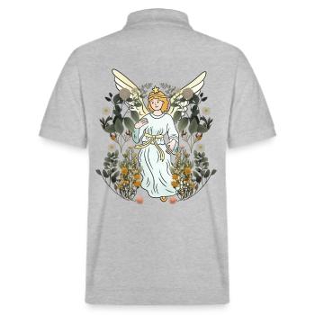 Spring, Nature, Angel, Flowers, Blossoms, Flora, Botany - Stanley/Stella Unisex Organic Polo Shirt PREPSTER - heather grey - Back - Andy (188cm)