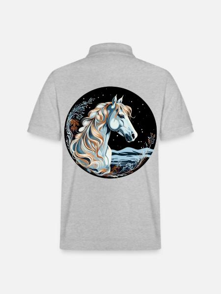 Pferd Winter - Stanley/Stella Unisex Bio-Poloshirt PREPSTER - Grau meliert
