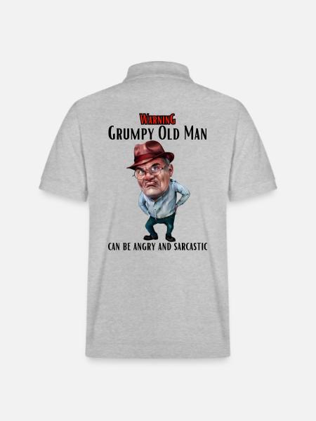 Warning Grumpy Old Man - Stanley/Stella Unisex Organic Polo Shirt PREPSTER - heather grey