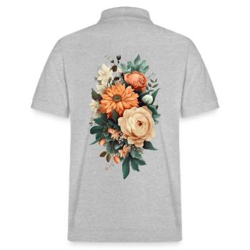 Wunderschönes Boho Blumen Herbarium Pastell - Stanley/Stella Unisex Bio-Poloshirt PREPSTER - Grau meliert - Hinten - Andy (188cm)