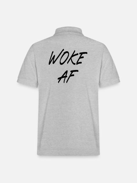Woke AF - Stanley/Stella Unisex Organic Polo Shirt PREPSTER - heather grey