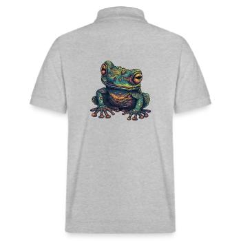 Trippy Frog - Psychedelic Motif - Stanley/Stella Unisex Organic Polo Shirt PREPSTER - heather grey - Back - Andy (188cm)