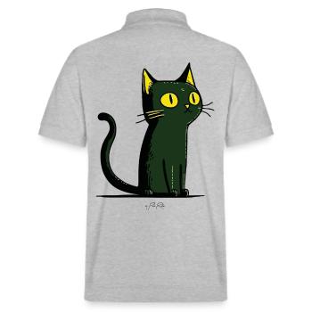 Chat de dessin animé vert - Polo PREPSTER bio Stanley/Stella Unisexe - gris chiné - Dos - Andy (188cm)