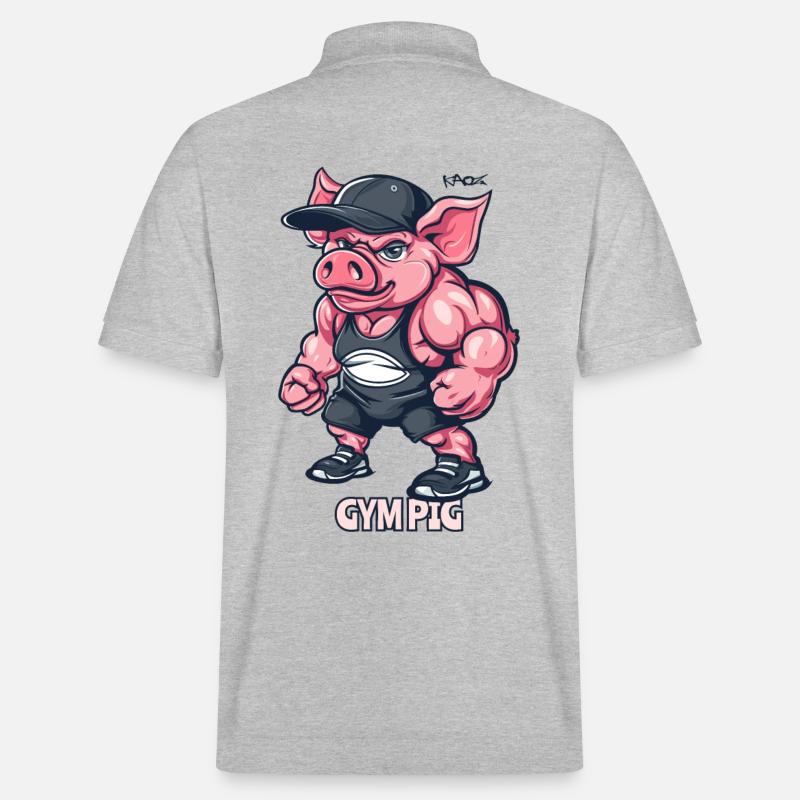 Bodybuilder Muscle Gym Cochon - Polo PREPSTER bio Stanley/Stella Unisexe - gris chiné