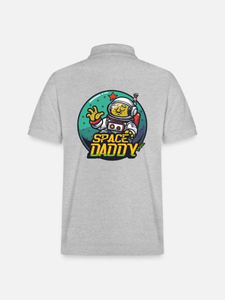 Space Daddy Sci-Fi Astronaut - Stanley/Stella Unisex Bio-Poloshirt PREPSTER - Grau meliert