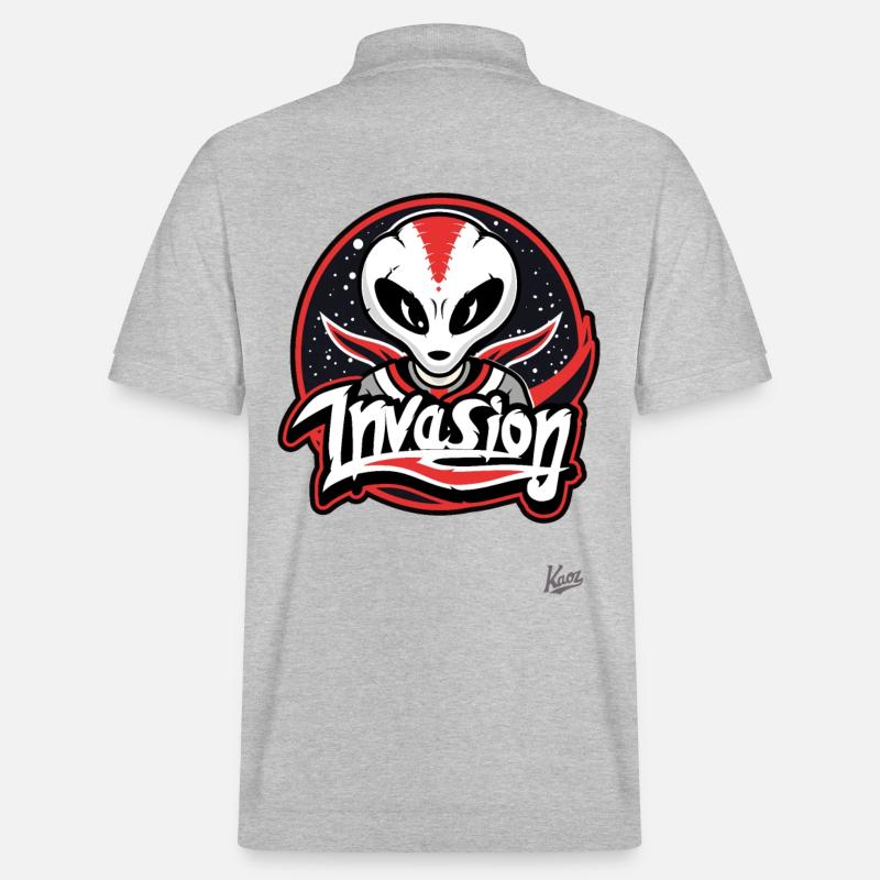 Alien-Invasion-Maskottchen - Stanley/Stella Unisex Bio-Poloshirt PREPSTER - Grau meliert