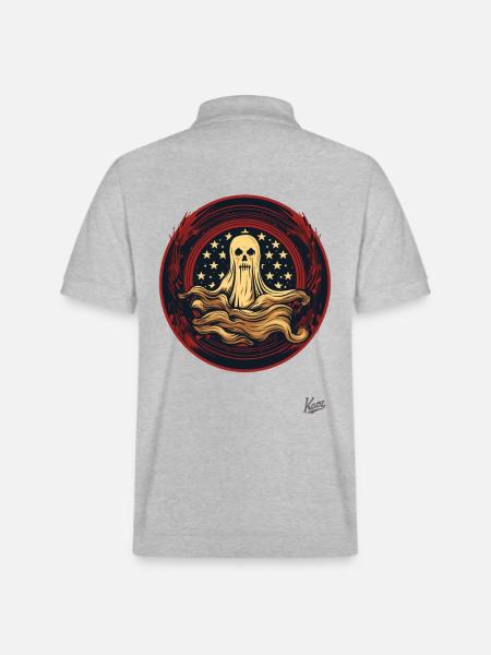 Patriotic Ghost - Stanley/Stella Unisex Organic Polo Shirt PREPSTER - heather grey