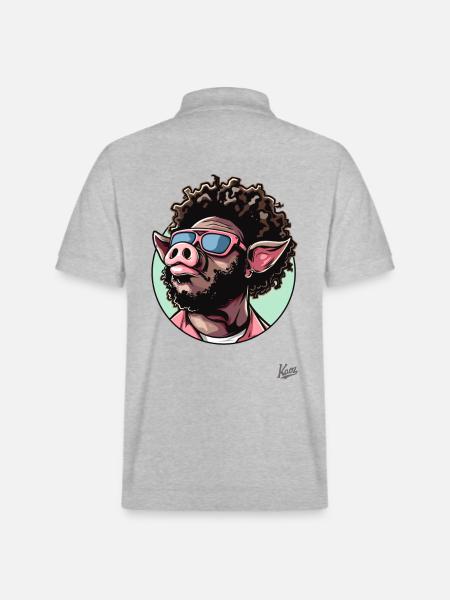 Funky Cool Afro-Haar: Disco-Schwein - Stanley/Stella Unisex Bio-Poloshirt PREPSTER - Grau meliert
