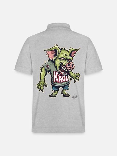 Freak Chaos: Zombie Pig - Stanley/Stella Unisex Organic Polo Shirt PREPSTER - heather grey